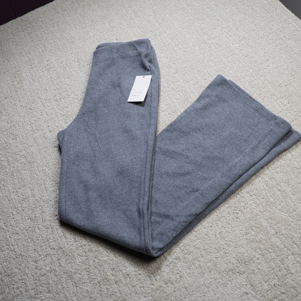A New Day Heathered Grey Wide Leg Knit Pants XS NWT 018104175
